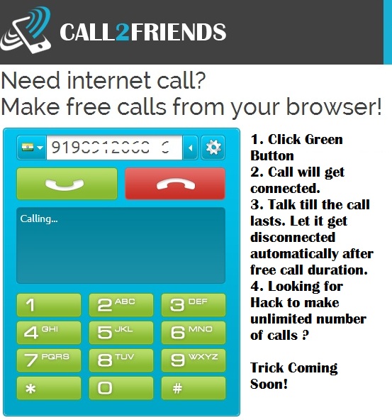 Call2Friends Free Call Trick