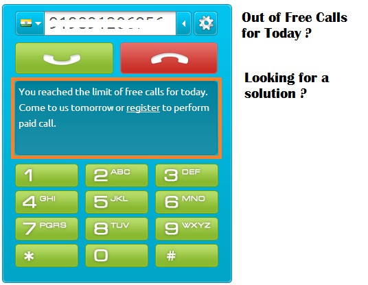 Out of free calls in call2friends