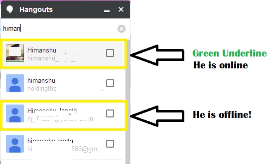 Google Hangout App who is online