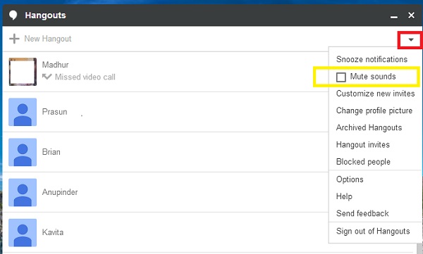 Google Hangout Mute Sound in Chrome Extension