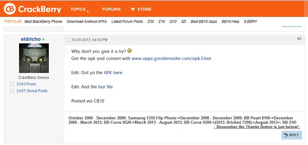 Crackberry Forums for Telegram Blackberry Application