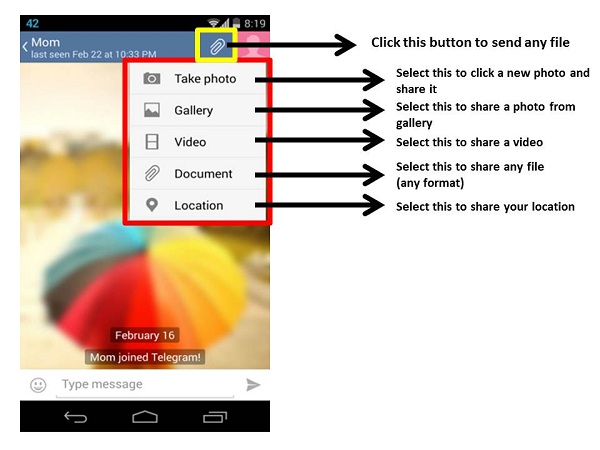 Share files in telegram messenger