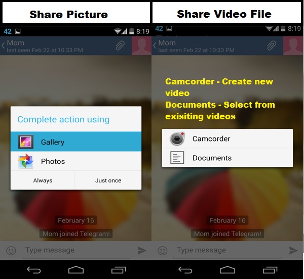 share videos and pictures